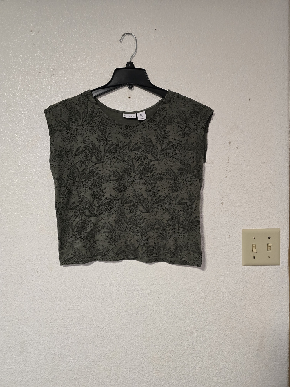 Tabitha Weeb Olive Green Floral Crop Tee